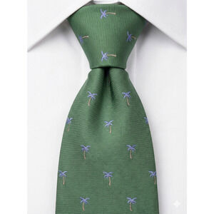 Tommy Hilfiger green blue palm tree silk tie - 58"